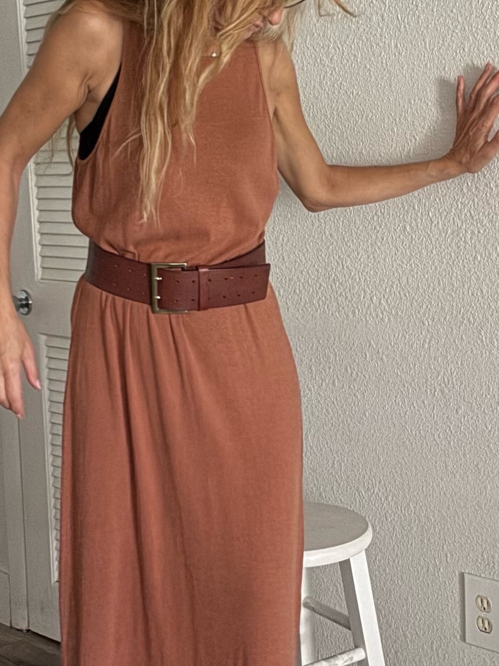 a new day Rust Maxi Dress with Brown Belt